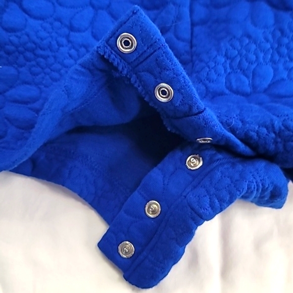 *NWT* Janie and Jack Royal blue floral pattern Romper w/Pink, red & blue band - Picture 3 of 5